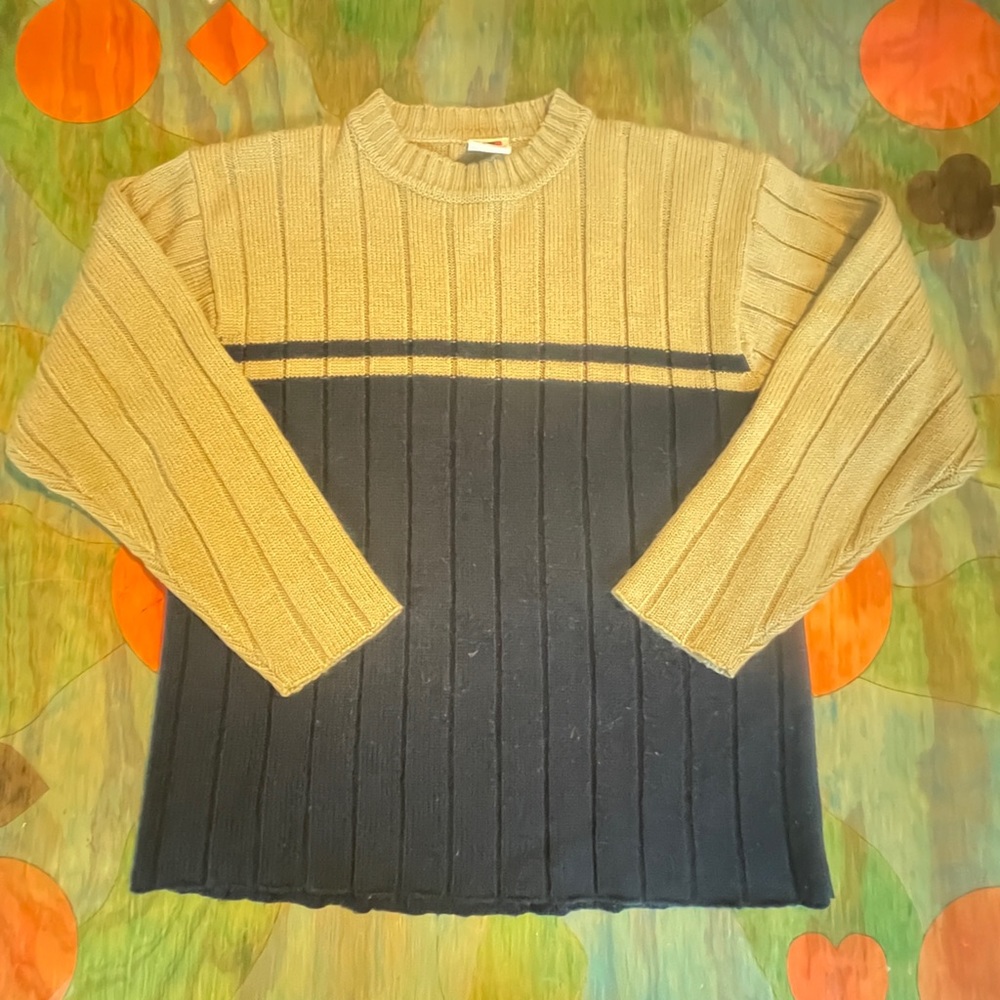 Ferruche Sweater Womens M Blue Crew Neck Long Sleeve Pullover Knit Cotton.